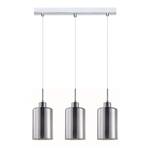 PENDANT ES x 3 72W Chrome Glass With Dotted Effect Sq Base