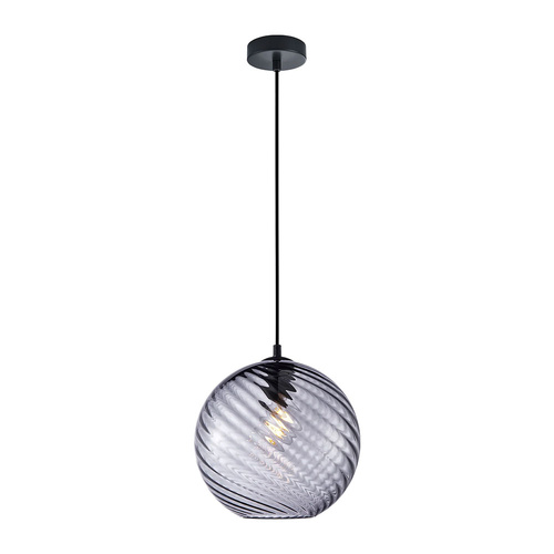 PENDANT ES 72W Smokey BLK Wine Glass Wavy Finish w/ BLK Highlight OD250mm
