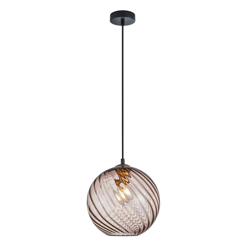 PENDANT ES 72W Coffee Wine Glass Wavy Finish w/ Brass Highlight OD250mm