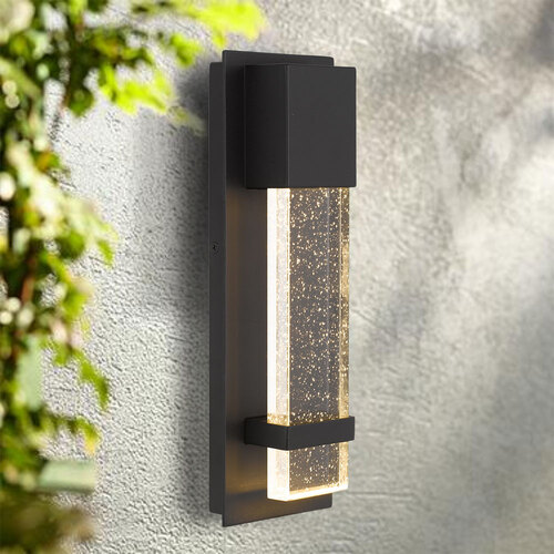 ESTRADA EXTERIOR WALL LIGHT 10wLED 3000K L120 P60 H350 IP44 BLACK SAND/ SEED GLASS