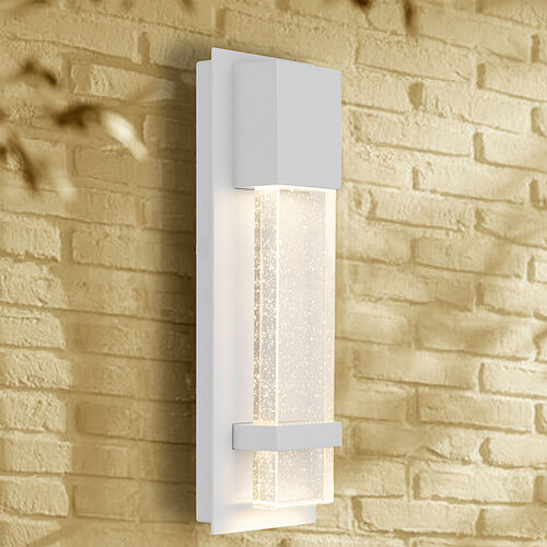 ESTRADA EXTERIOR WALL LIGHT 10wLED 3000K L120 P60 H350 IP44 WHITE SAND/ SEED GLASS