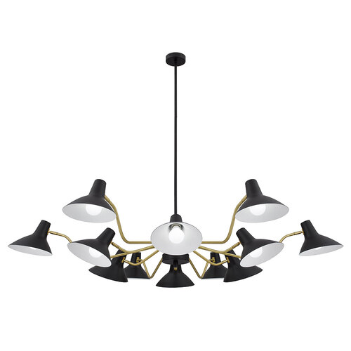 FARBON 12 LIGHTS PENDANT 12x25wE27max D:1500 H:285 BLACK/BRASS MATT ROD:1.5m