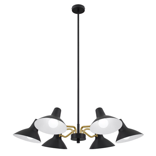 FARBON 6 LIGHTS PENDANT 6x25wE27max D:900 H:150 BLACK/BRASS MATT ROD:1.5m