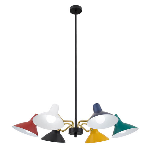 FARBON 6 LIGHTS PENDANT 6x25wE27max D:900 H:150 MULTI COLOUR/BRASS MATT ROD:1.5m