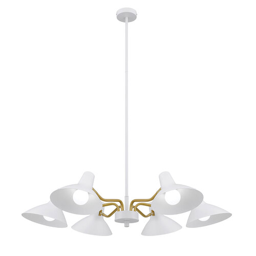 FARBON 6 LIGHTS PENDANT 6x25wE27max D:900 H:150 WHITE/BRASS MATT ROD:1.5m