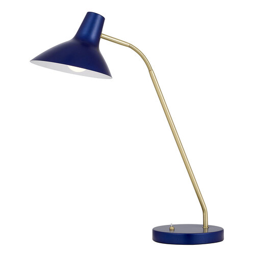 FARBON TABLE LAMP 25wE27max H:645 D:180 BLUE/ BRASS MATT/BLUE ROCKET SWITCH