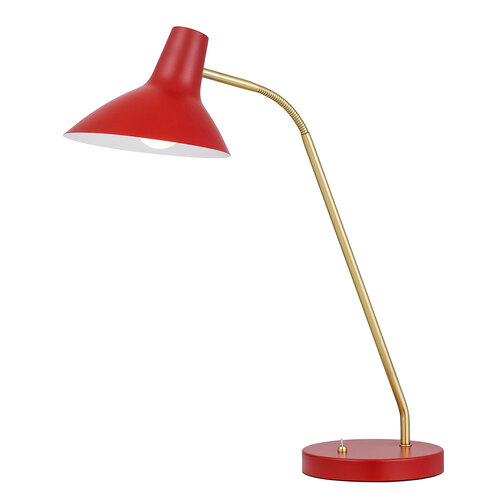 FARBON TABLE LAMP 25wE27max H:645 D:180 RED/ BRASS MATT/RED ROCKET SWITCH