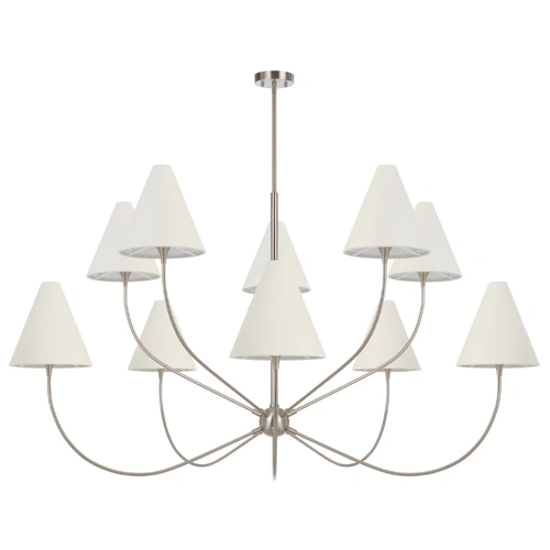 FARNIX 10LT PENDANT D1515 H833 10x25wE14max ROD:2*600+1*300 NICKEL MATT GLOSSY / IVORY
