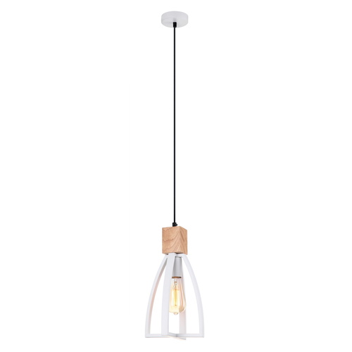 PENDANT ES Matt WH CONVEX CONE w/wood highlights OD180mm