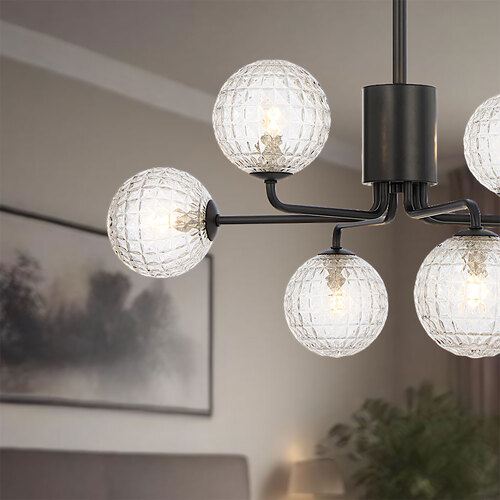 FELTON 6LT PENDANT 6x6wG9max KIT D650 H295 ROD:2*600+1*300 BLACK/ CLEAR PRISM PATTERN