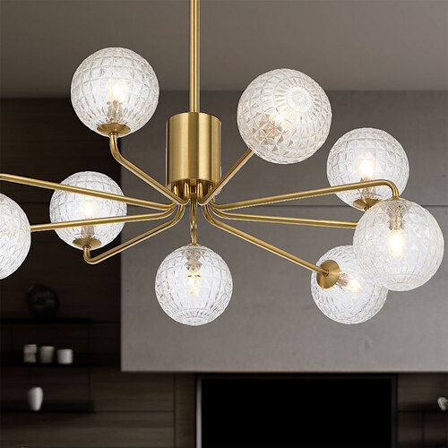 FELTON 9LT PENDANT 9x6wG9max KIT D880 H295 ROD:2*600+1*300 ANT GOLD/ CLEAR PRISM PATTERN