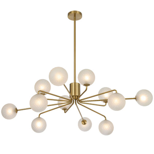 FELTON 12LT PENDANT 12x6wG9max KIT D1130 H295 ROD:2*600+1*300 ANT GOLD/ FROST TEAR PATTERN