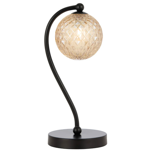 FELTON TABLE LAMP 6wG9max KIT L160 W150 H350 BLACK MATT/ AMBER TEAR PATTERN