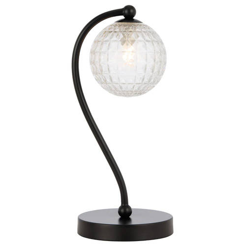 FELTON TABLE LAMP 6wG9max KIT L160 W150 H350 BLACK MATT/CLEAR PRISM PATTERN