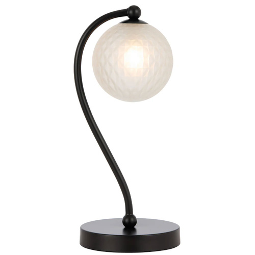 FELTON TABLE LAMP 6wG9max KIT L160 W150 H350 BLACK MATT/ FROST TEAR PATTERN