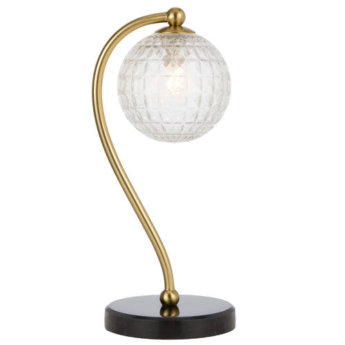 FELTON TABLE LAMP 6wG9max KIT L160 W150 H350 BLACK MARBLE/ ANT GOLD/ CLEAR PRISM PATTERN