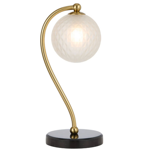 FELTON TABLE LAMP 6wG9max KIT L160 W150 H350 BLACK MARBLE/ ANT GOLD/ FROST TEAR PATTERN