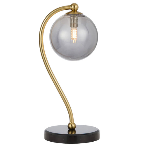 FELTON TABLE LAMP 6wG9max KIT L160 W150 H350 BLACK MARBLE/ ANT GOLD/ SMOKE