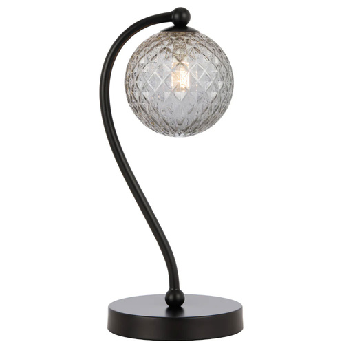 FELTON TABLE LAMP 6wG9max KIT L160 W150 H350 BLACK MATT/ SMOKE TEAR PATTERN