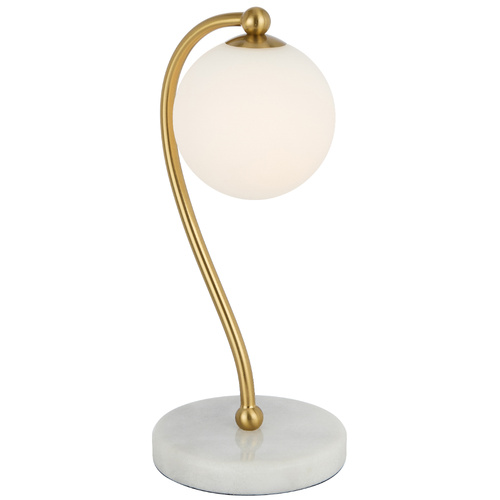 FELTON TABLE LAMP 6wG9max KIT L160 W150 H350 WHITE MARBLE/ ANT GOLD/ OPAL MATT