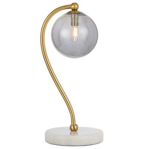 FELTON TABLE LAMP 6wG9max KIT L160 W150 H350 WHITE MARBLE/ ANT GOLD/ SMOKE