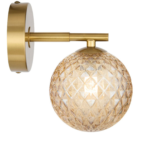 FELTON 1LT WALL LIGHT KIT 6wG9max P170 W120 H185 ANT GOLD/ AMBER TEAR PATTERN