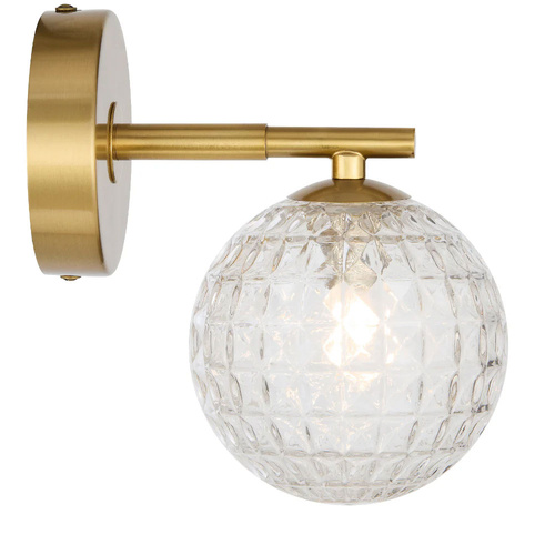 FELTON 1LT WALL LIGHT KIT 6wG9max P170 W120 H185 ANT GOLD/ CLEAR PRISM PATTERN