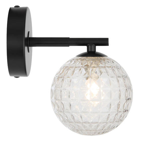 FELTON 1LT WALL LIGHT KIT 6wG9max P170 W120 H185 BLACK/ CLEAR PRISM PATTERN