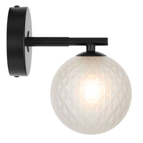 FELTON 1LT WALL LIGHT KIT 6wG9max P170 W120 H185 BLACK/ FROST TEAR PATTERN