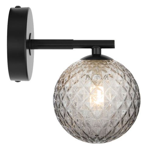 FELTON 1LT WALL LIGHT KIT 6wG9max P170 W120 H185 BLACK/ CLEAR PRISM PATTERN