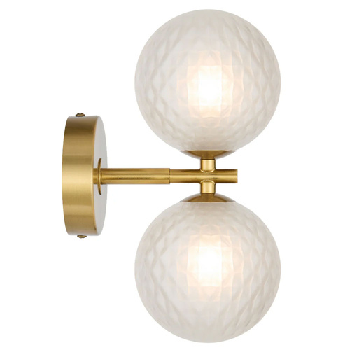 FELTON 2 LT WALL LIGHT 2x6wG9max P170 W120 H270 ANT GOLD/ FROST TEAR PATTERN