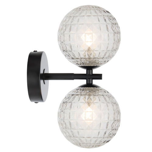 FELTON 2 LT WALL LIGHT 2x6wG9max P170 W120 H270 BLACK/ CLEAR PRISM PATTERN