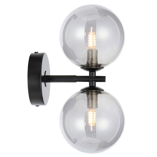 FELTON 2 LT WALL LIGHT 2x6wG9max P170 W120 H270 BLACK / SMOKE