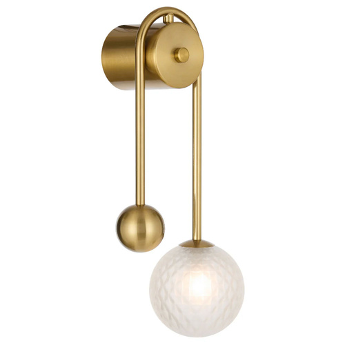 FELTON ARM WALL LIGHT 6wG9max 6wG9max L185 P100 H395 ANT GOLD /FROST TEAR PATTERN