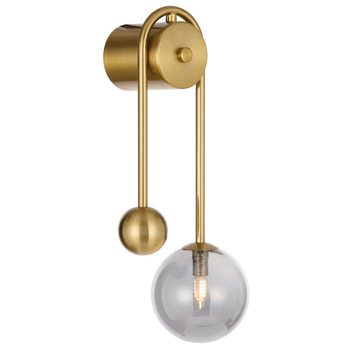 FELTON ARM WALL LIGHT 6wG9max 6wG9max L185 P100 H395 ANT GOLD /SMOKE