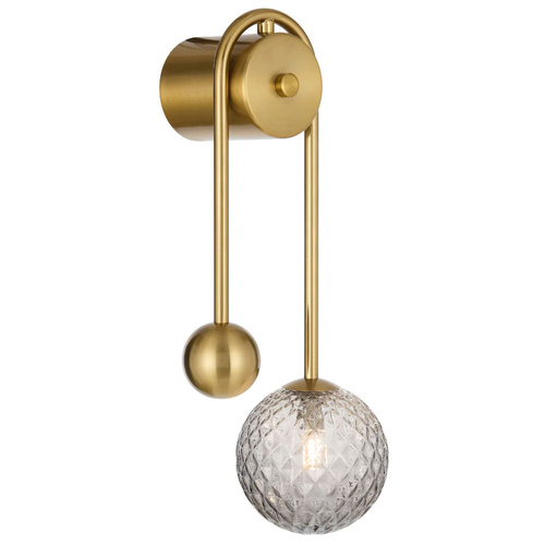 FELTON ARM WALL LIGHT 6wG9max 6wG9max L185 P100 H395 ANT GOLD /SMOKE TEAR PATTERN