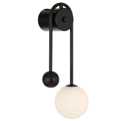 FELTON ARM WALL LIGHT 6wG9max 6wG9max L185 P100 H395 BLACK /OPAL MATT