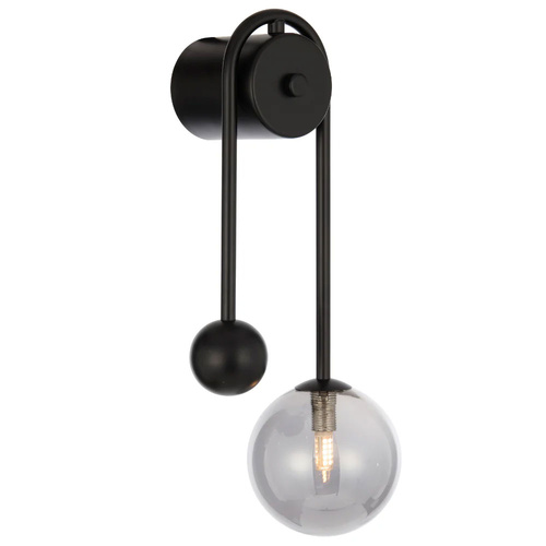 FELTON ARM WALL LIGHT 6wG9max 6wG9max L185 P100 H395 BLACK / SMOKE