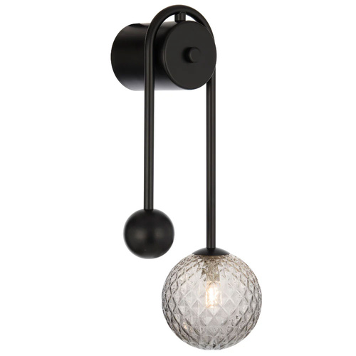 FELTON ARM WALL LIGHT 6wG9max 6wG9max L185 P100 H395 BLACK /SMOKE TEAR PATTERN