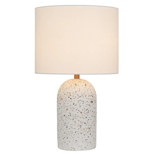 FEVIK MED TABLE LAMP 25wE27max D:300 H:500 inline Swtch WHITE TERRAZZO / IVORY LINEN