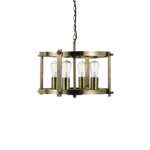 FINLEY 46 PENDANT 4x25wE27max D:460 H:260cab1.3 ANTIQUE BRASS
