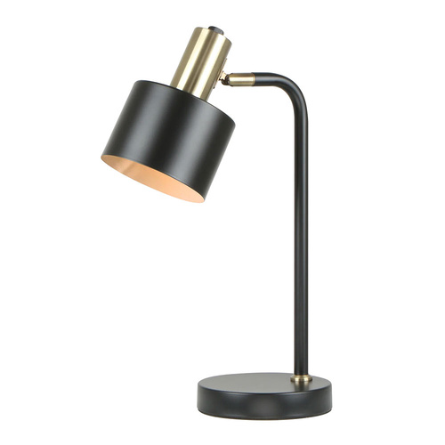 TABLE ES Matt BLK CYLINDER w/Ant Brass Highlight OD120mm (Shade) Adjustable Head