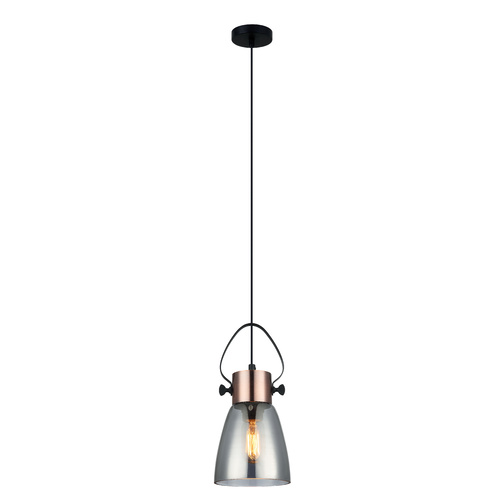 PENDANT ES Smoke Glass (Mirror Finish) ELLIPSE w/Cop highlights OD145mm