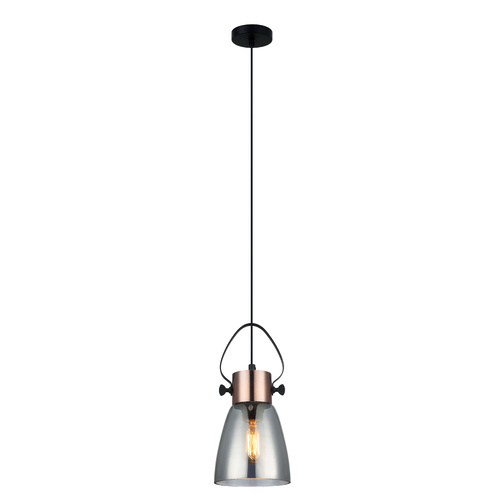 PENDANT ES 72W Copper Plate with smoke Glass Flat Top Ellipse OD145mm x H300mm 3m cable WTY 1YR