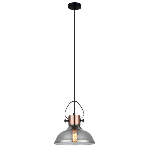 PENDANT ES Smoke Glass (Mirror Finish) DOME w/Cop highlights OD250mm