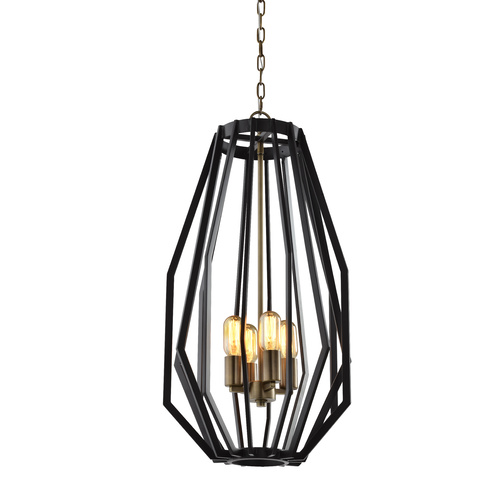 PENDANT ES X 4 Antique Brass NARROW ANGULAR CAGE OD380mm