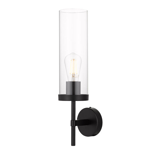 GAROT WALL LAMP 25wE27max D:90 H:450 P:120 BLACK / CLEAR