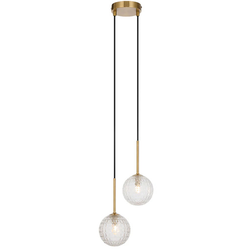 GASTON 2LT PENDANT KIT 2x6wG9max L210 W120 H250 TEX2m ANT GOLD/ CLEAR PRISM PATTERN