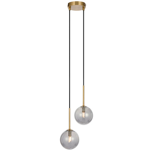 GASTON 2LT PENDANT KIT 2x6wG9max L210 W120 H250 TEX2m ANT GOLD/ SMOKE