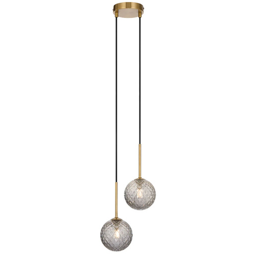 GASTON 2LT PENDANT KIT 2x6wG9max L210 W120 H250 TEX2m ANT GOLD/ SMOKE TEAR PATTERN